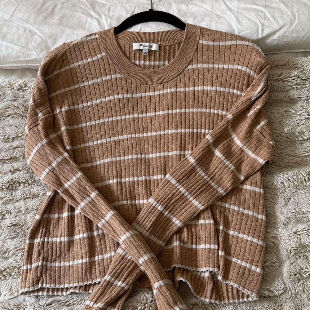 Madewell Brown and Cream Knit Sweater, medium